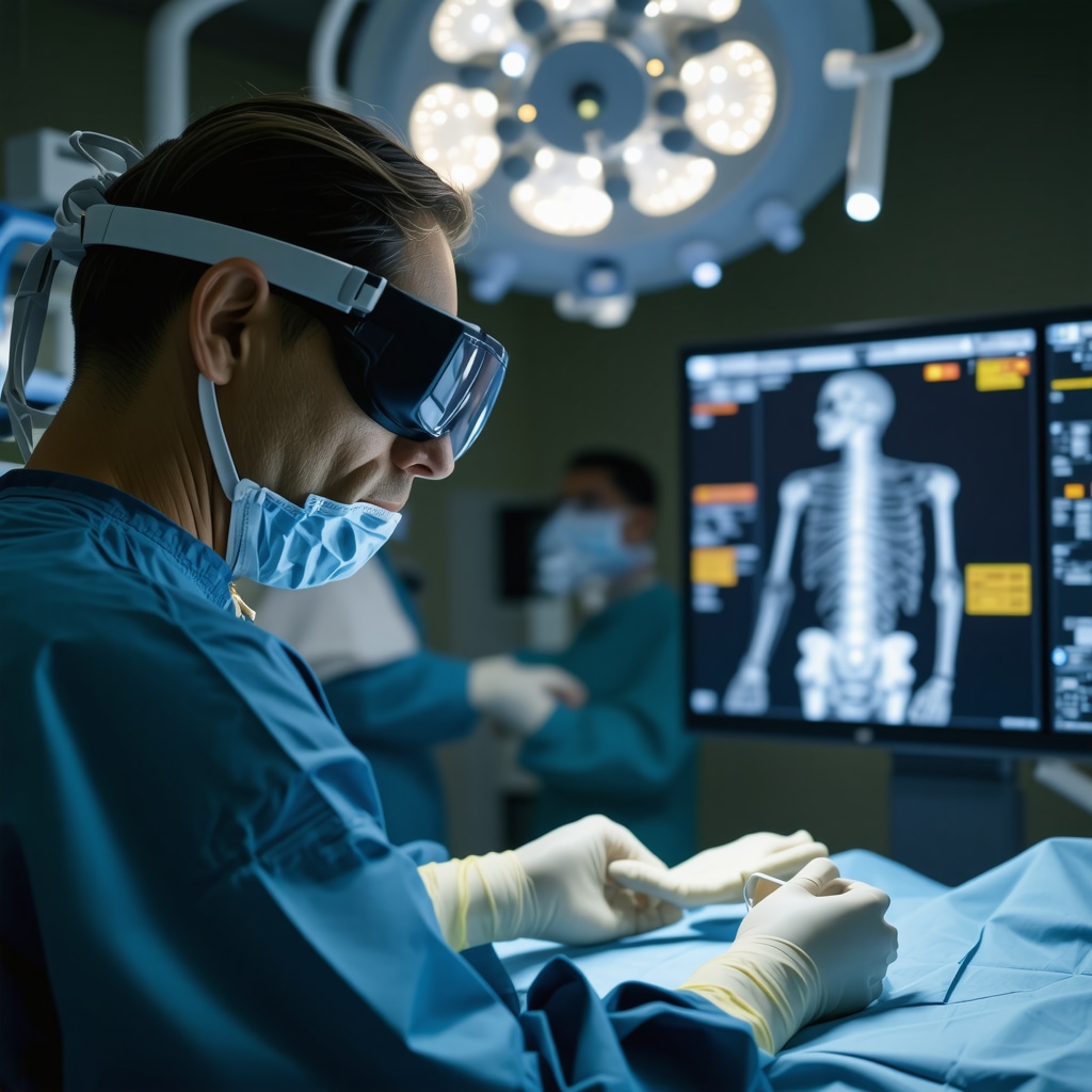 Surgeon employing augmented reality and robotic assistance for precise spine surgery in New Jersey