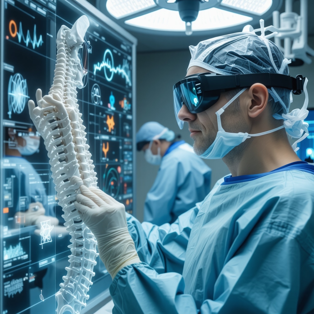 Futuristic spine surgery with augmented reality and AI data visualization
