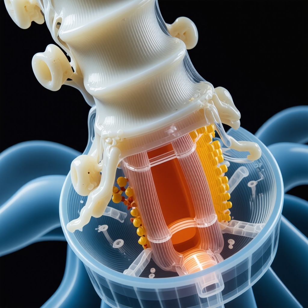 3D bioprinting process creating a customized spinal implant with cellular scaffolds