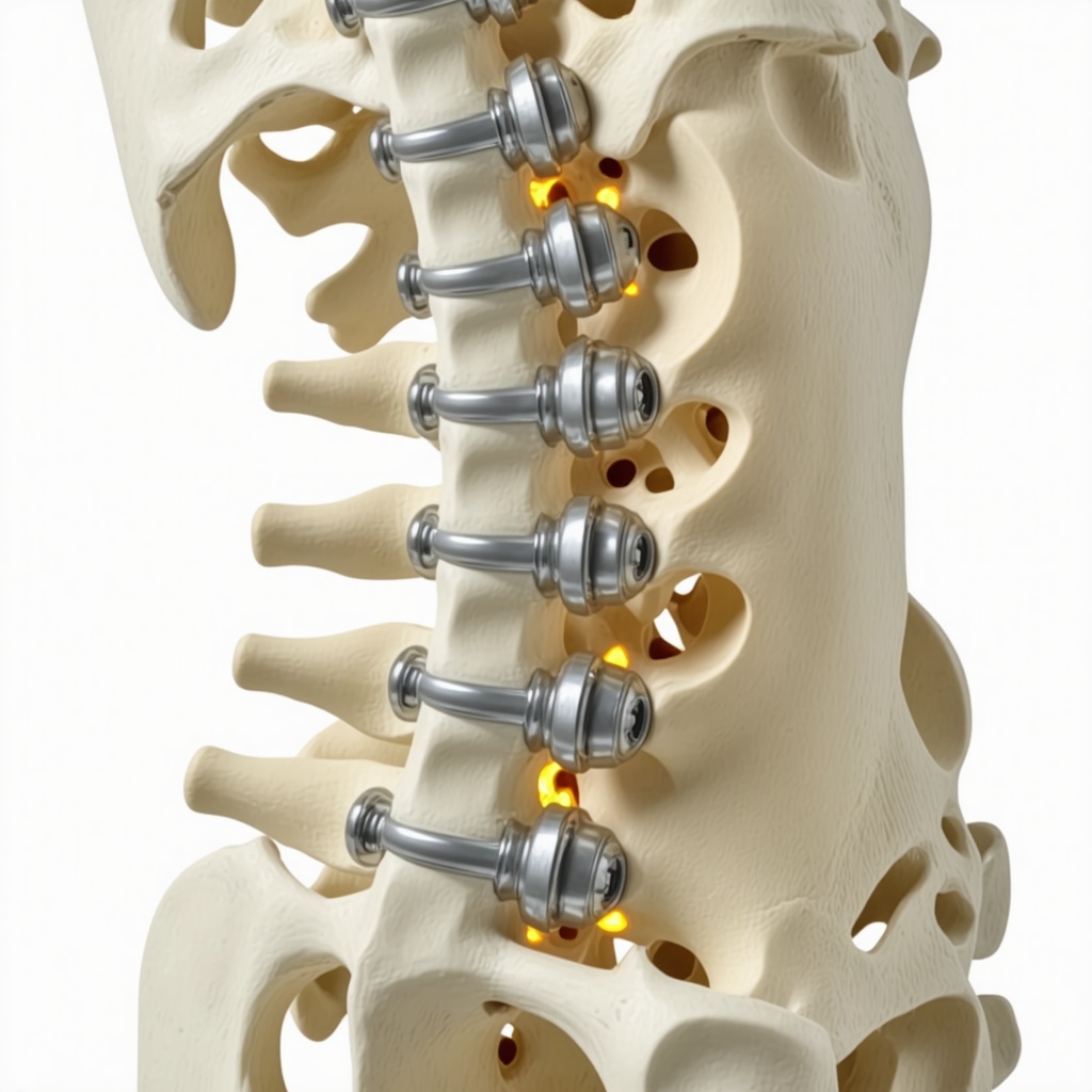 3D reconstruction of lumbar spine with surgical implants and planning trajectories
