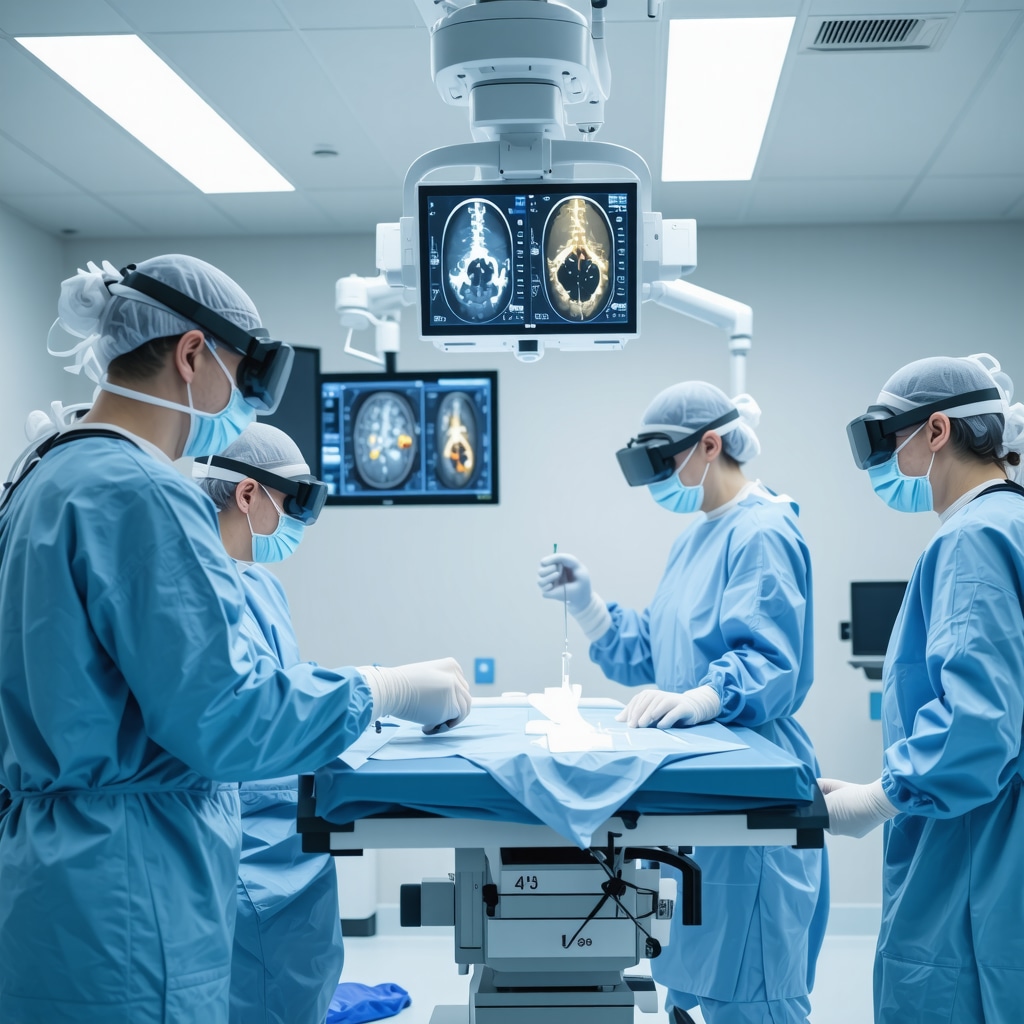 Advanced spinal surgery using AI and neuroregenerative technology in a high-tech New Jersey operating room