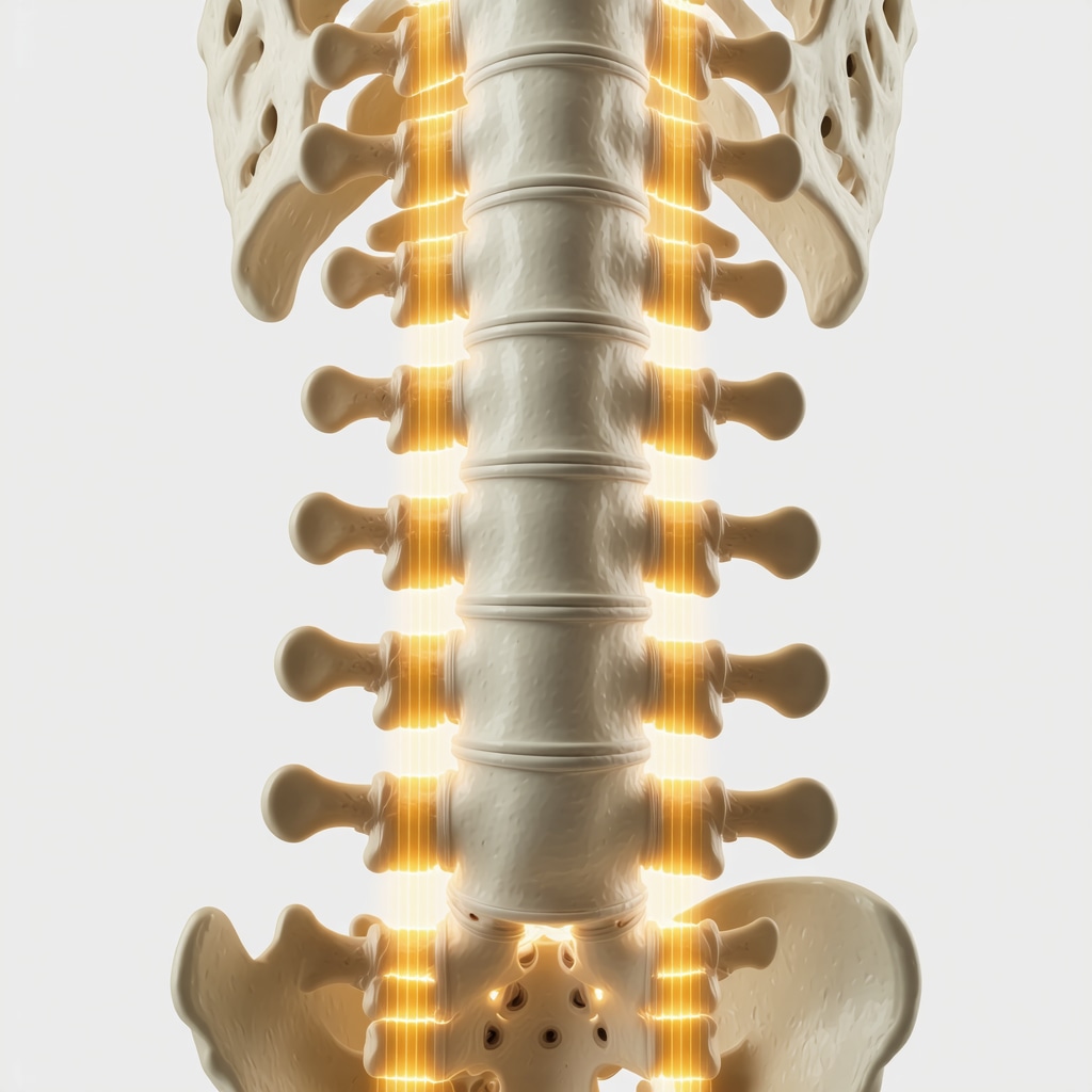 3D lumbar spine with surgical planning overlays and navigation markers illustrating advanced imaging for spine surgery