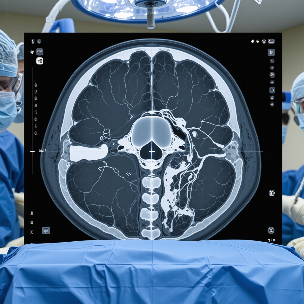 Surgeon using augmented reality headset with 3D spinal anatomy overlay during neurosurgery