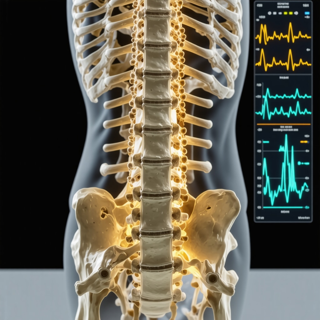 3D digital twin model of lumbar spine with herniated disc and surgical overlays