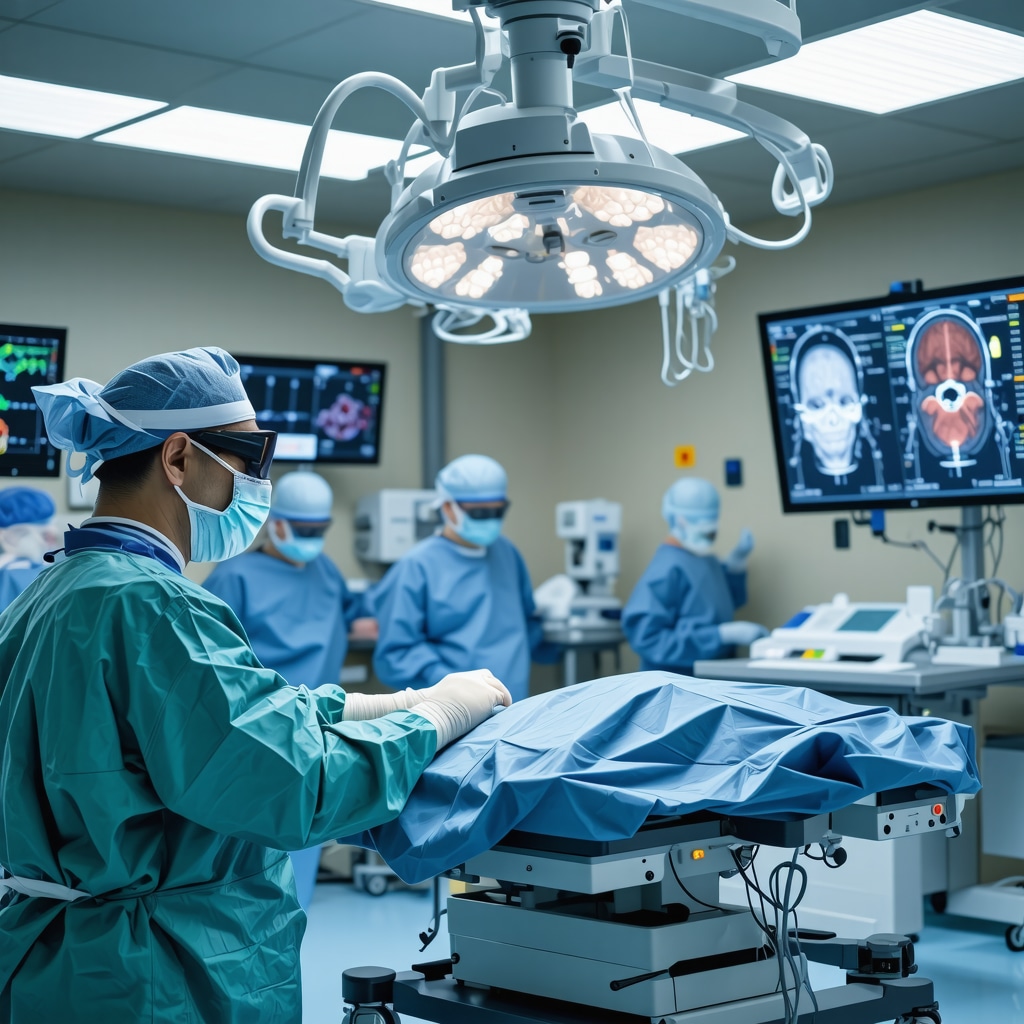 Lumbar spine surgeon in New Jersey using augmented reality and AI neurophysiological monitoring during surgery with 3D simulation displays
