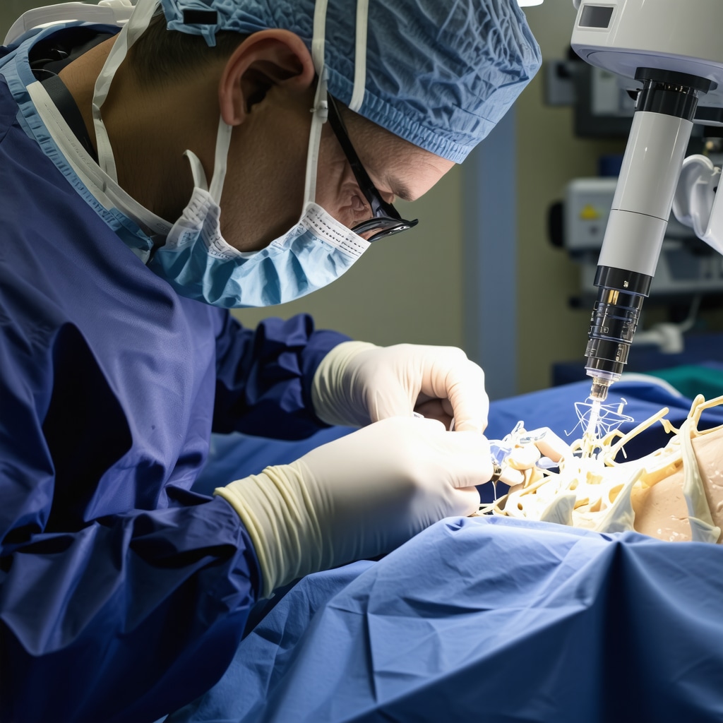 Surgeon using laser technology for spine surgery in New Jersey