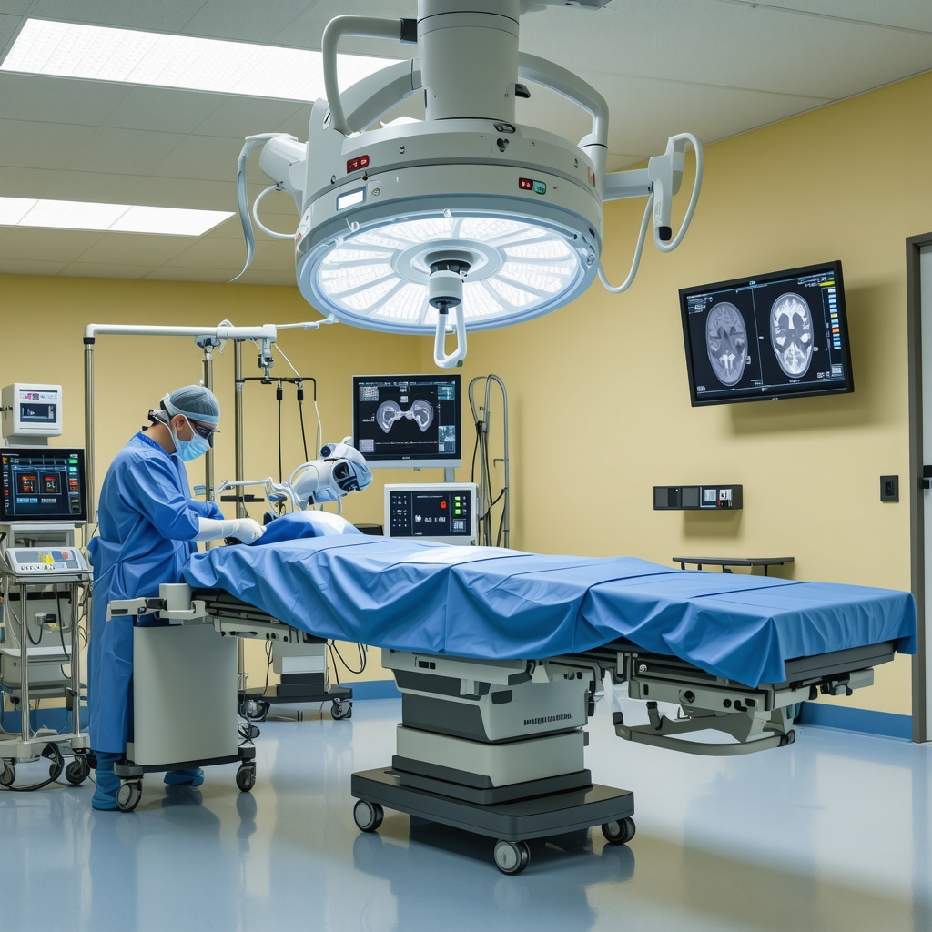 Operating room with robotic-assisted cervical spine surgery and real-time imaging