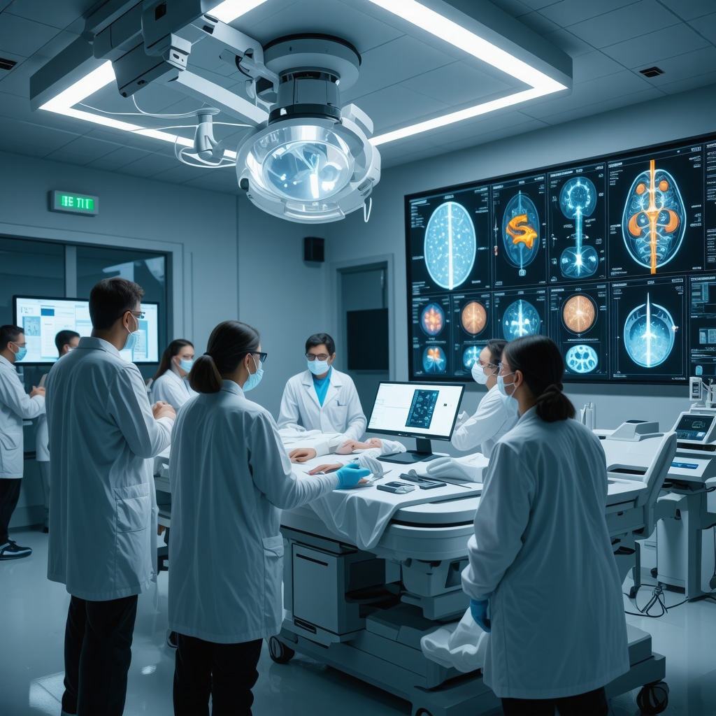 Healthcare professionals using advanced technology for personalized spine surgery rehabilitation