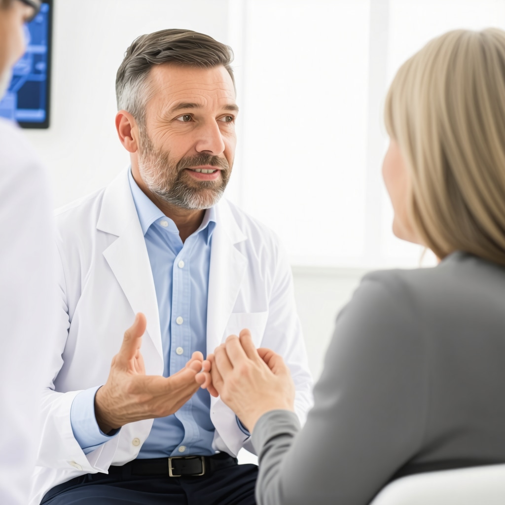 NJ spine surgeon consulting a patient about laser spine surgery options