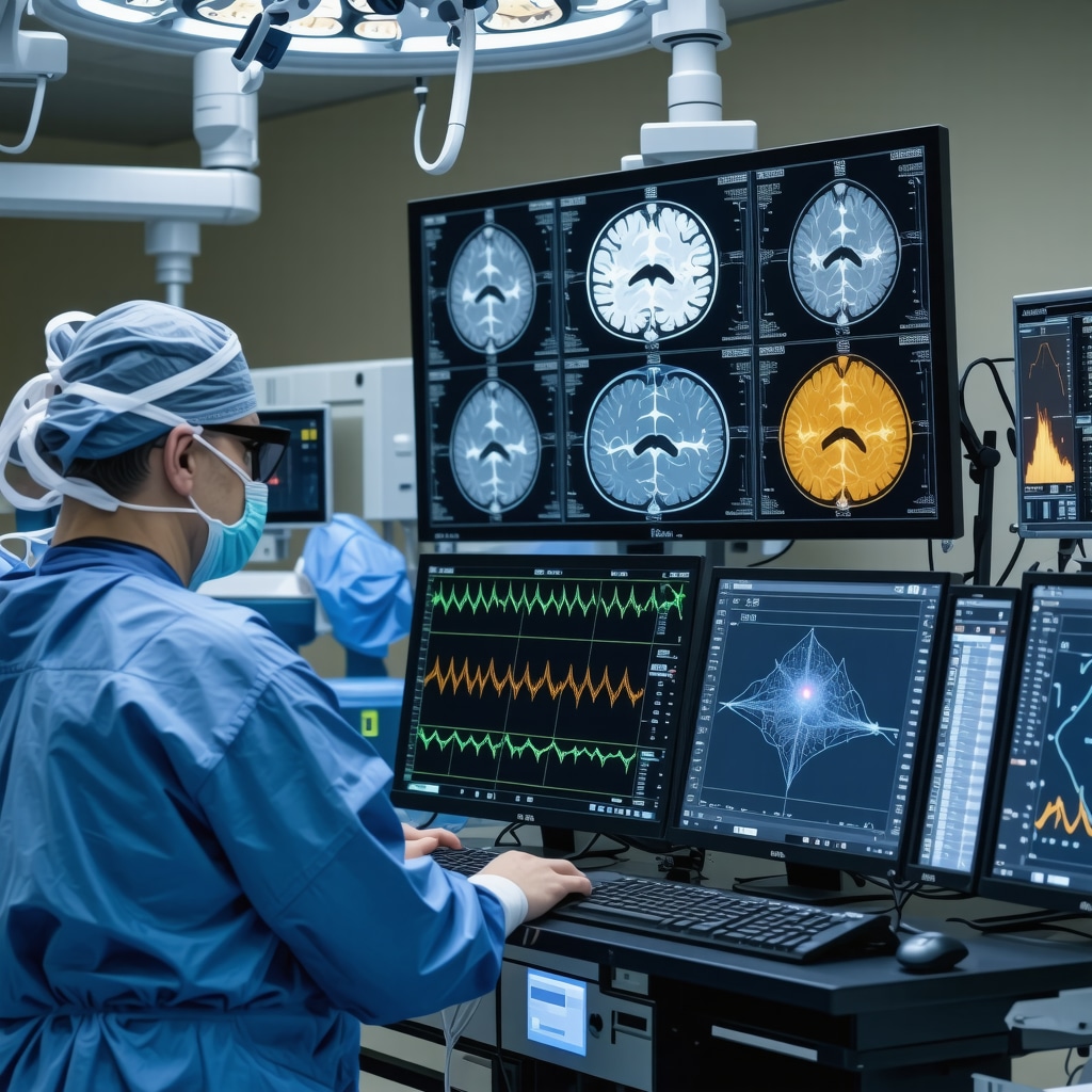Neurophysiological monitoring screens with AI data analytics in spine surgery setting