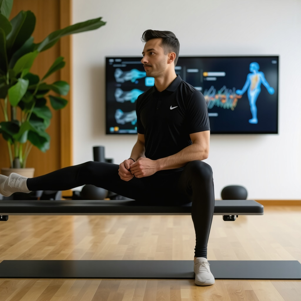 Patient undergoing spine rehabilitation with wearable motion sensors in a clinical setting