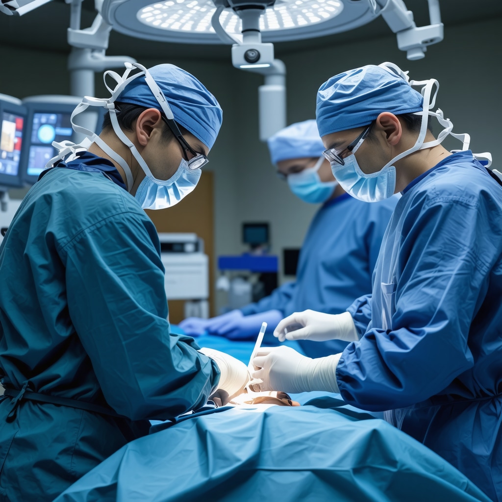 Surgeon operating robotic-assisted lumbar spine surgery system with 3D imaging