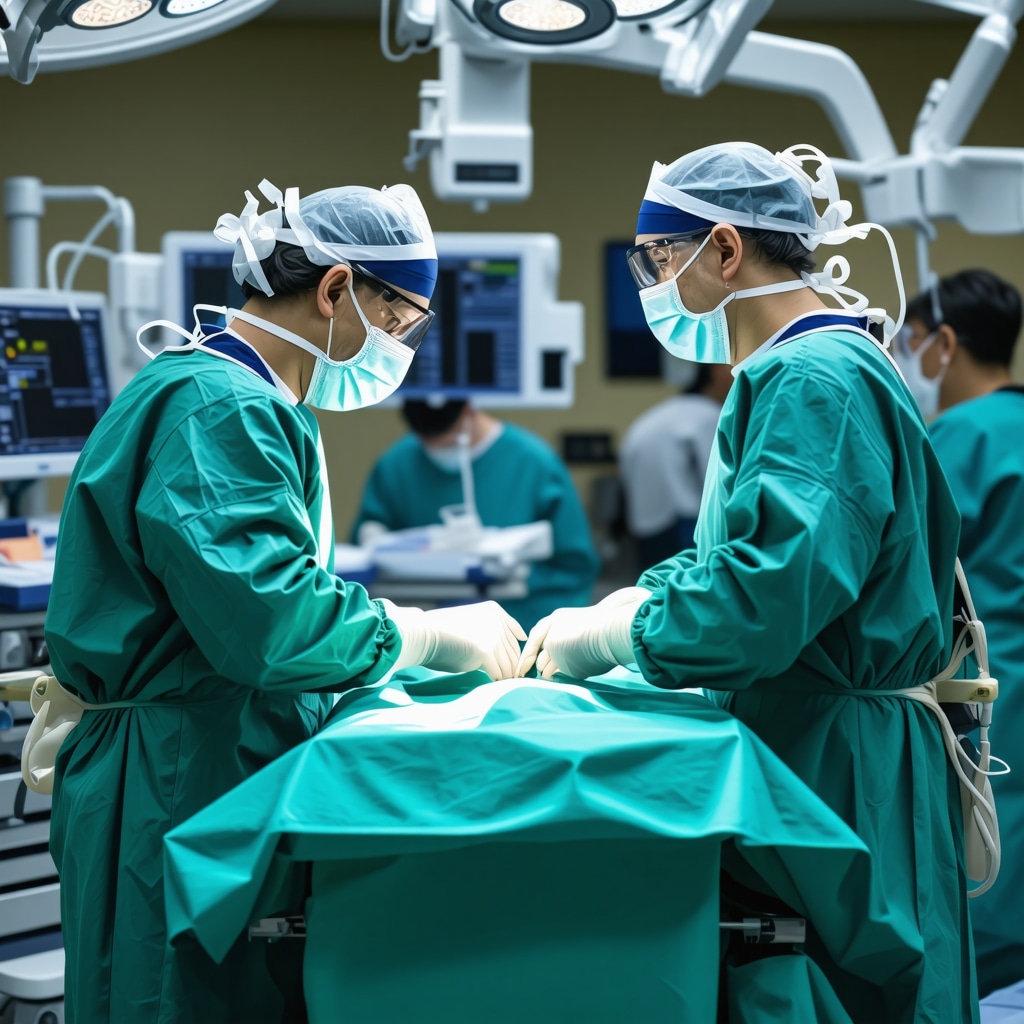 Surgeon performing robotic-assisted spine surgery with advanced guidance system in New Jersey operating room