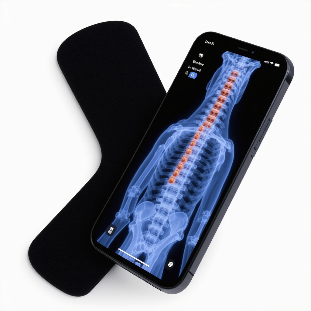 Wearable device and smartphone showing posture data for microdiscectomy recovery