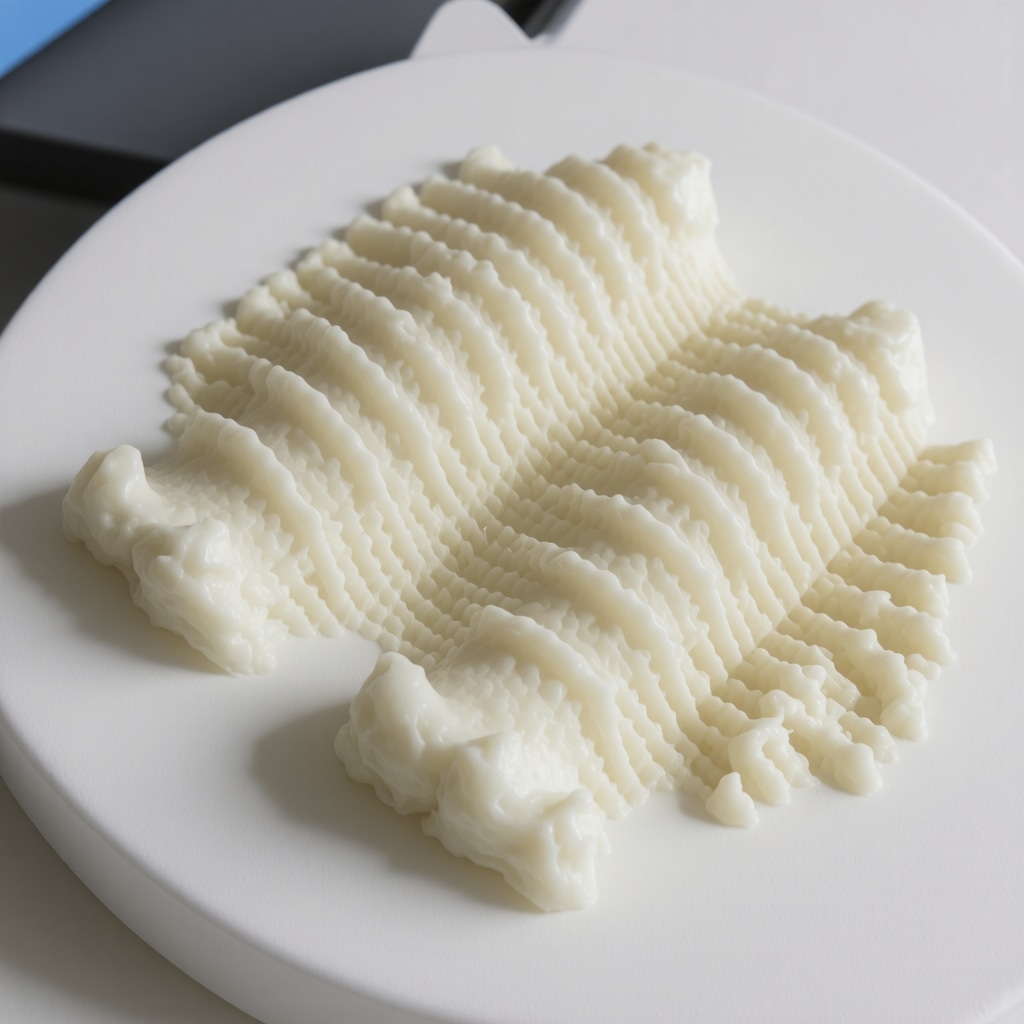Close-up of a 3D printed custom spinal implant on a medical workbench