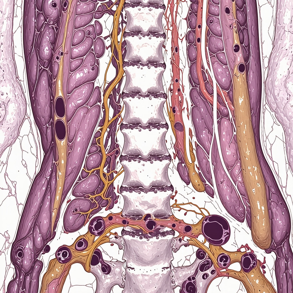 MRI scan displaying neural pathways and tissue healing in the spine