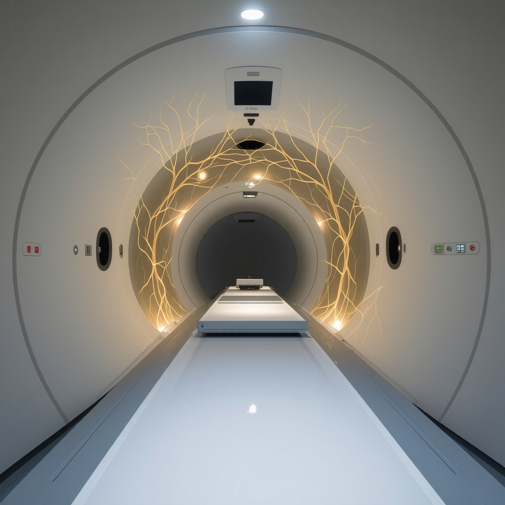 Detailed MRI scan illustrating nerve pathways and spinal cord