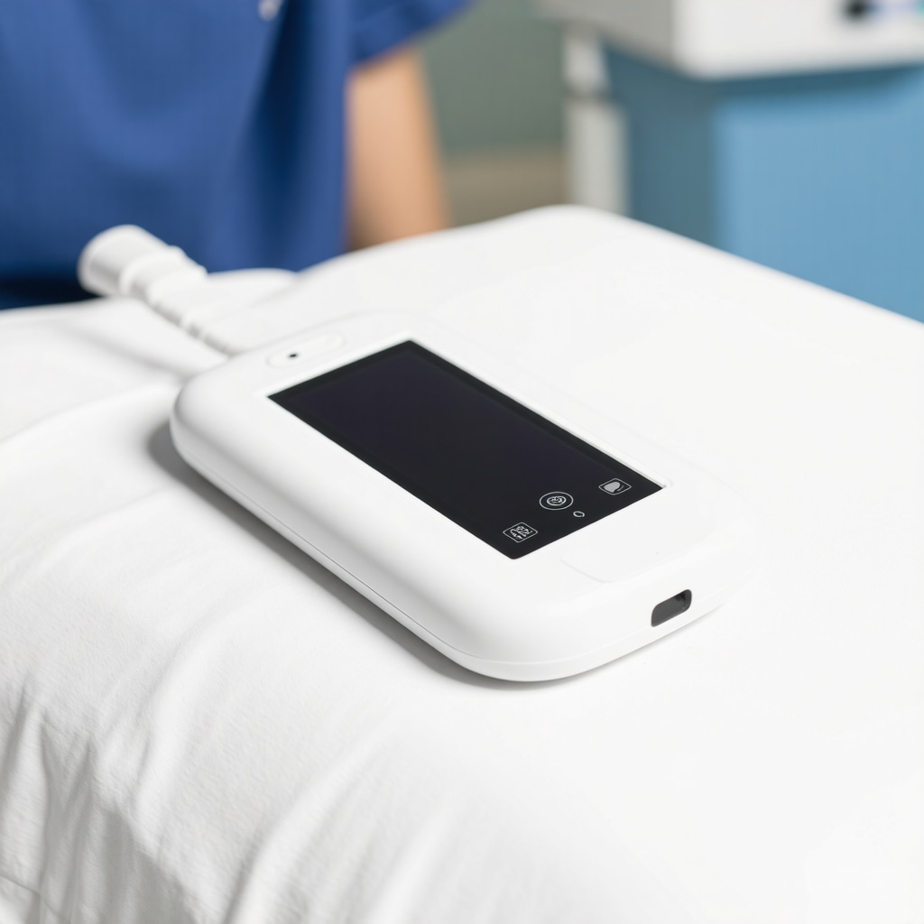 A high-tech medical device used for nerve stimulation therapy in a clinical setting, illustrating modern pain management technology