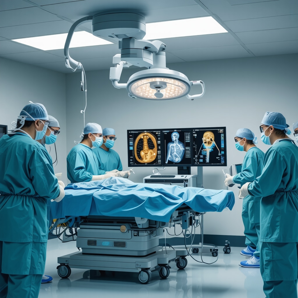 Illustration of NJ spine surgery with robotic assistance and surgeon-patient communication