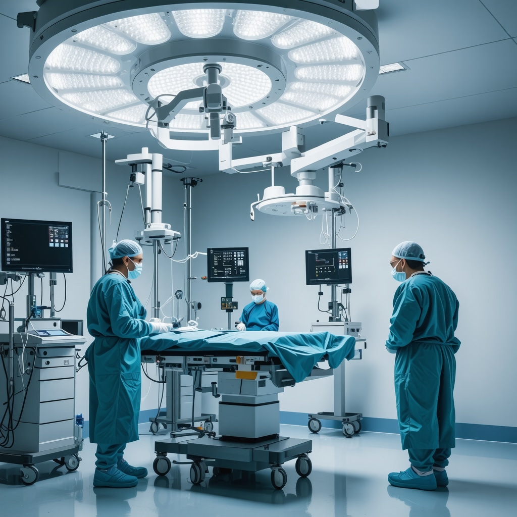 Modern spine surgery equipment and minimally invasive tools in use