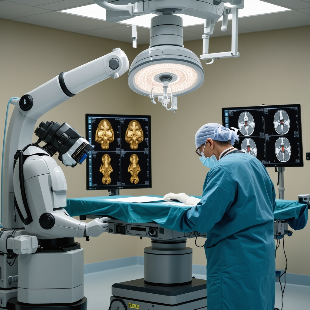 Surgeon using robotic-assisted technology during spine surgery in New Jersey.