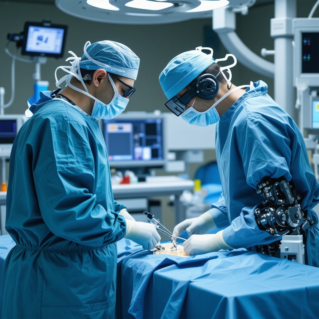 Surgeon using robotic system for precise spine surgery in NJ