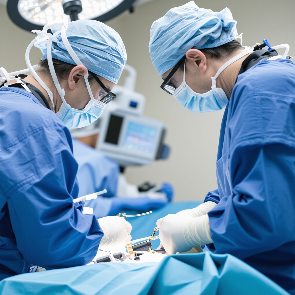Surgeon using robotic-assisted tools during complex spinal procedure in New Jersey