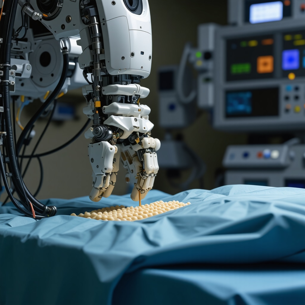 Surgeon operating a robotic spine surgery system in a high-tech NJ medical facility