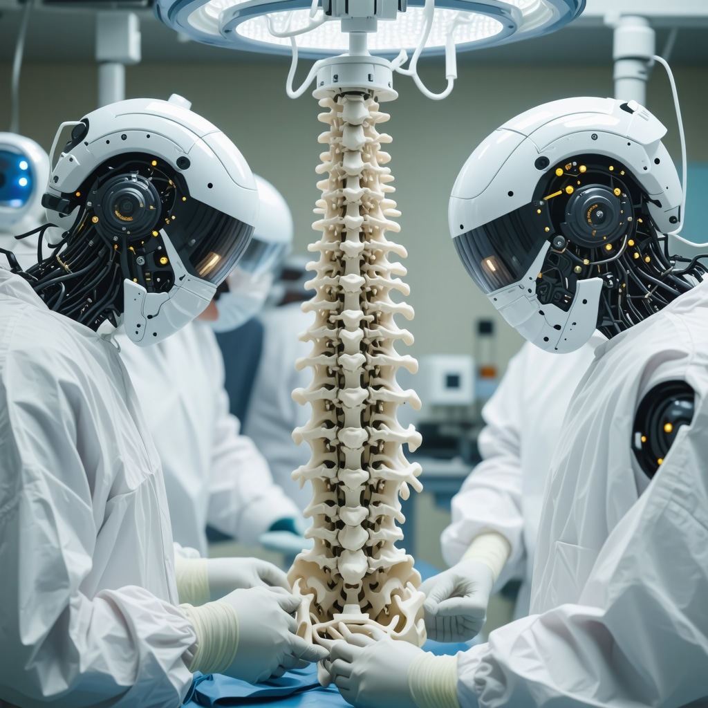 Advanced robotic-assisted spine surgery with AI in a modern medical facility