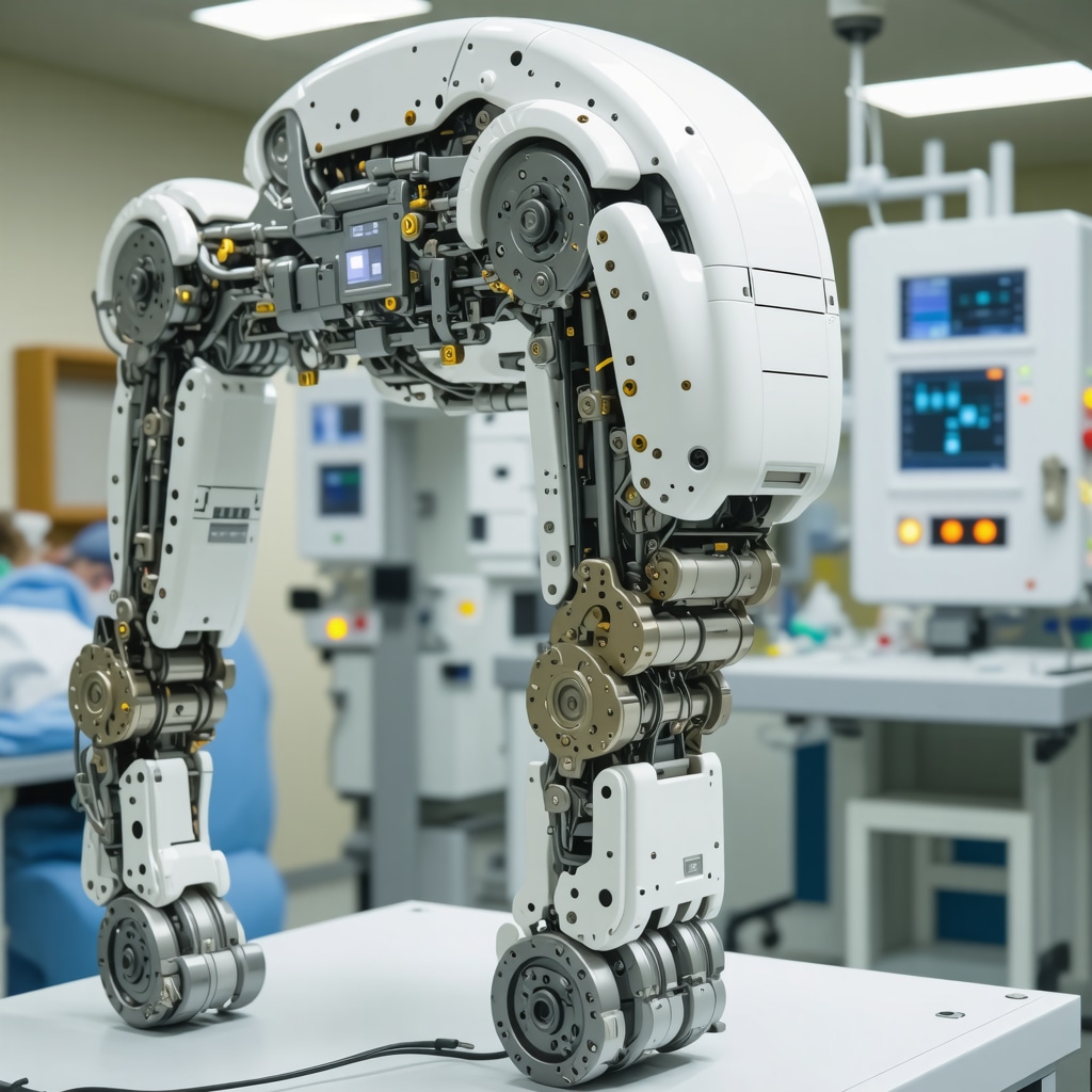 High-tech robotic surgical system with AI and AR interfaces for senior spinal procedures