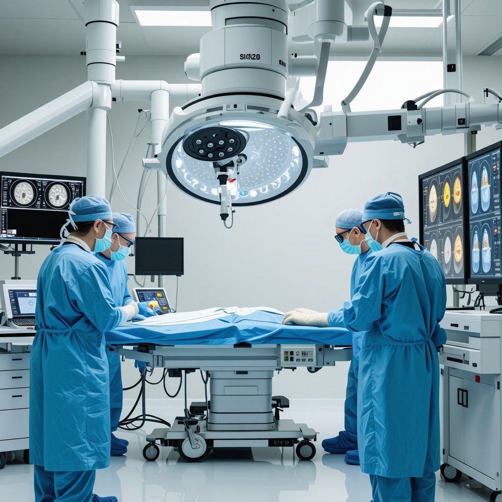 Surgeons using robotic-assisted technology and advanced imaging during spine surgery