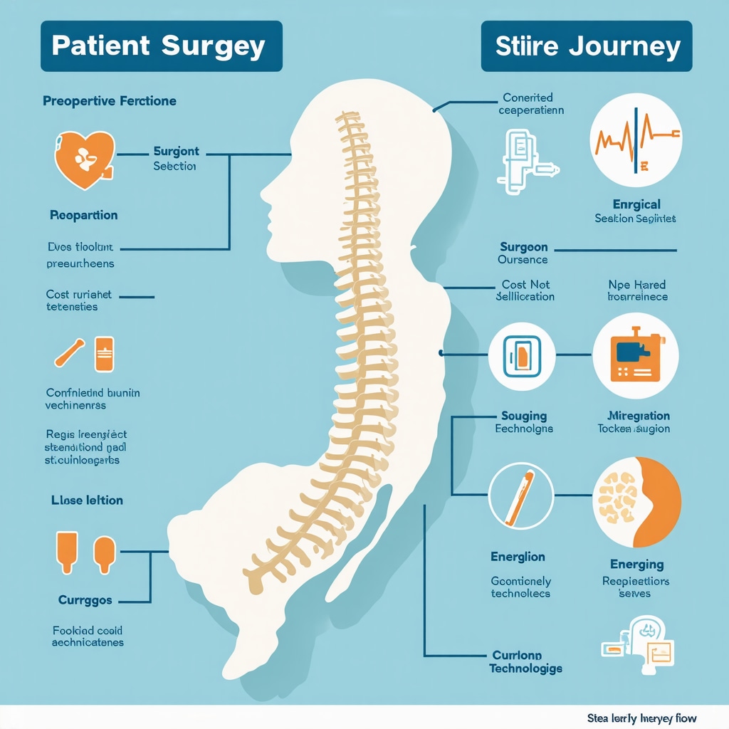 Infographic depicting steps from preparation to advanced spine surgery options in New Jersey