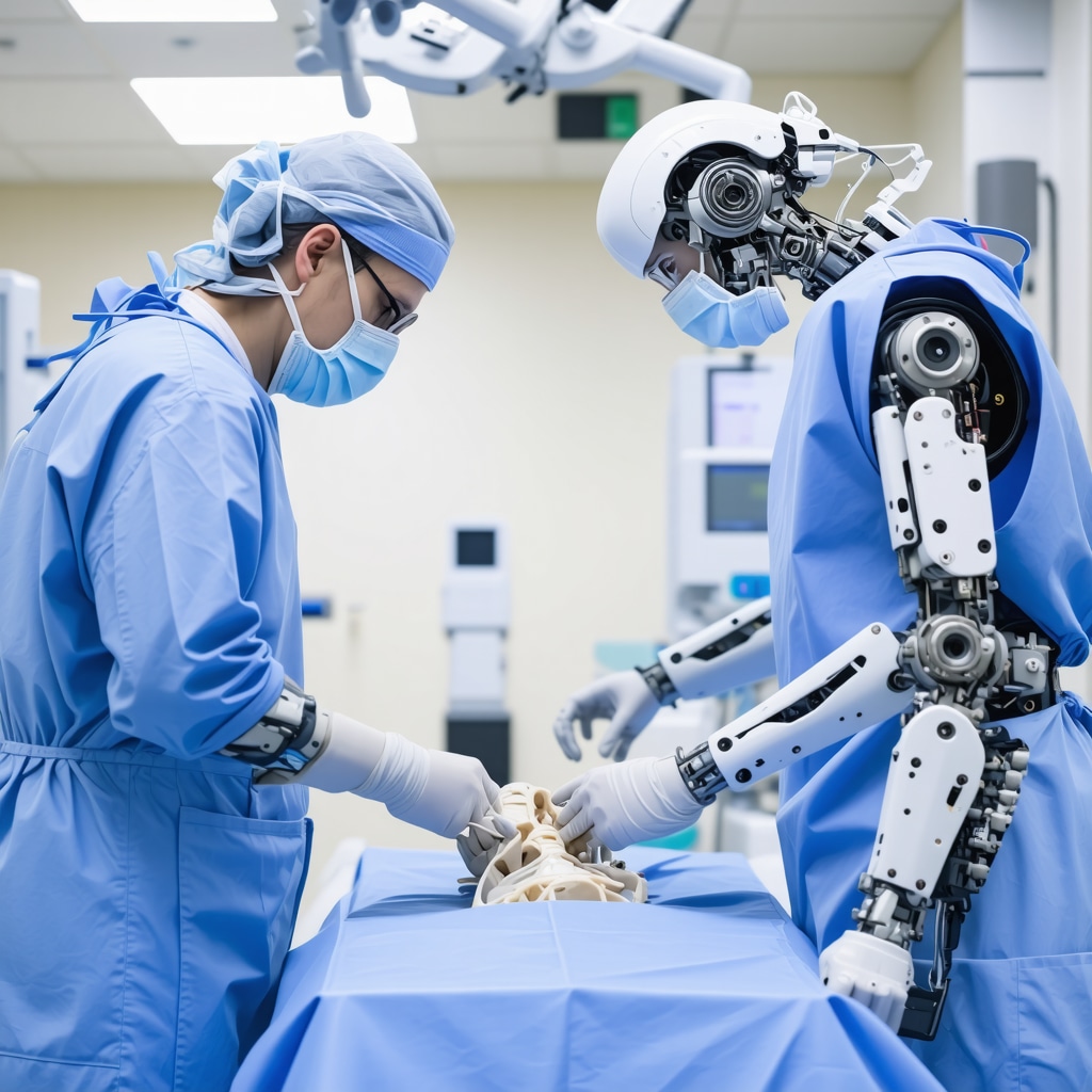 Surgeon operating robotic-assisted spine surgery system in NJ hospital