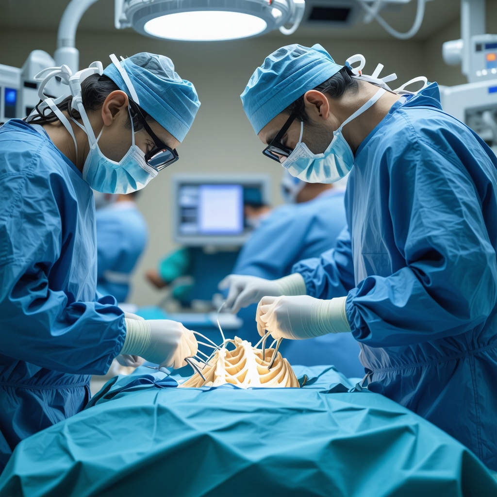 State-of-the-art robotic spine surgery system performing a procedure in a high-tech operating room