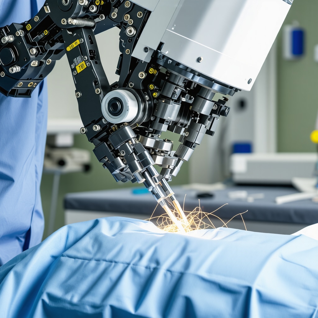 Surgeon operating with robotic assistance during minimally invasive spine surgery