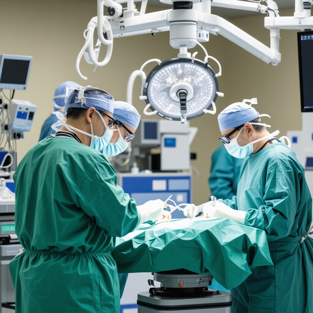 Surgeon operating advanced robotic system during spine surgery in New Jersey
