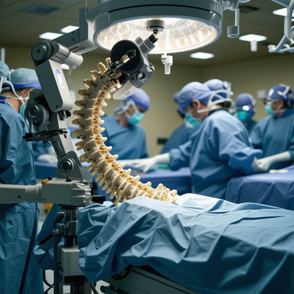 Robotic arm aiding spine surgery showing advanced technology in New Jersey hospital