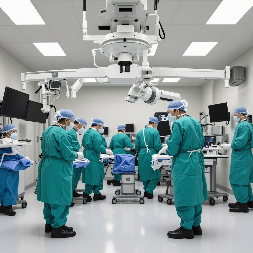 Surgeons performing robotic-assisted spine surgery in a state-of-the-art New Jersey operating room