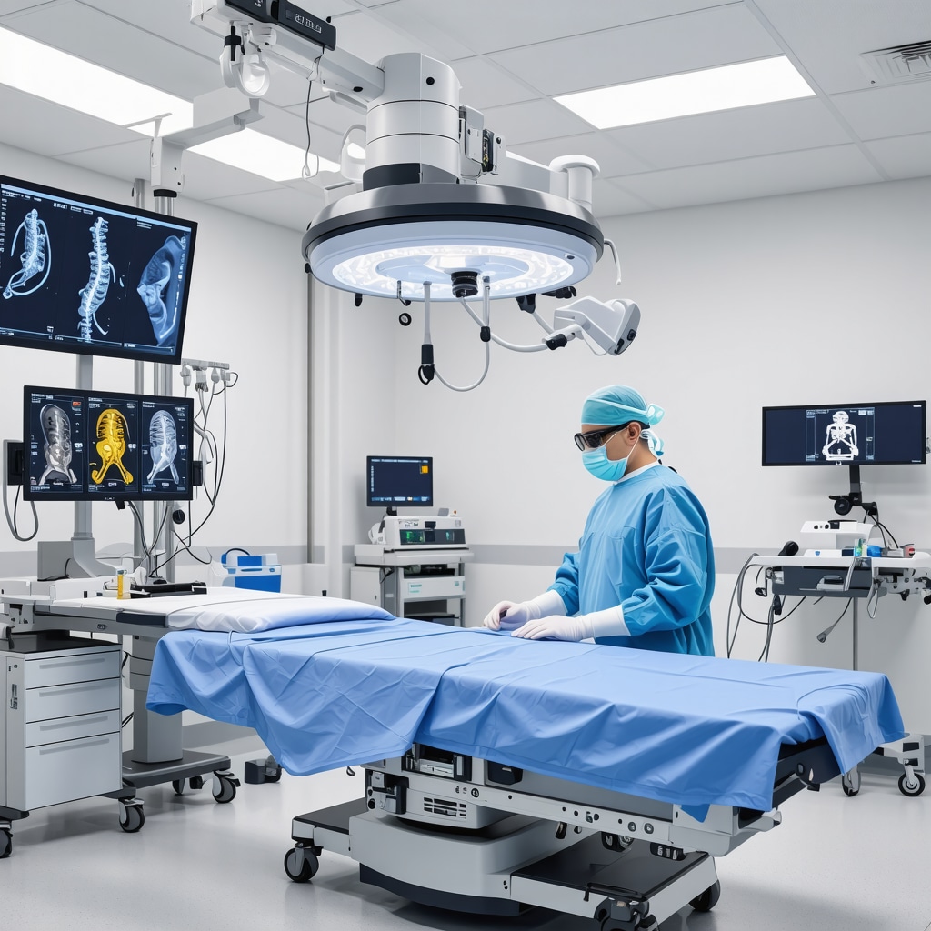 Surgeon performing robotic-assisted spine surgery with 3D imaging guidance