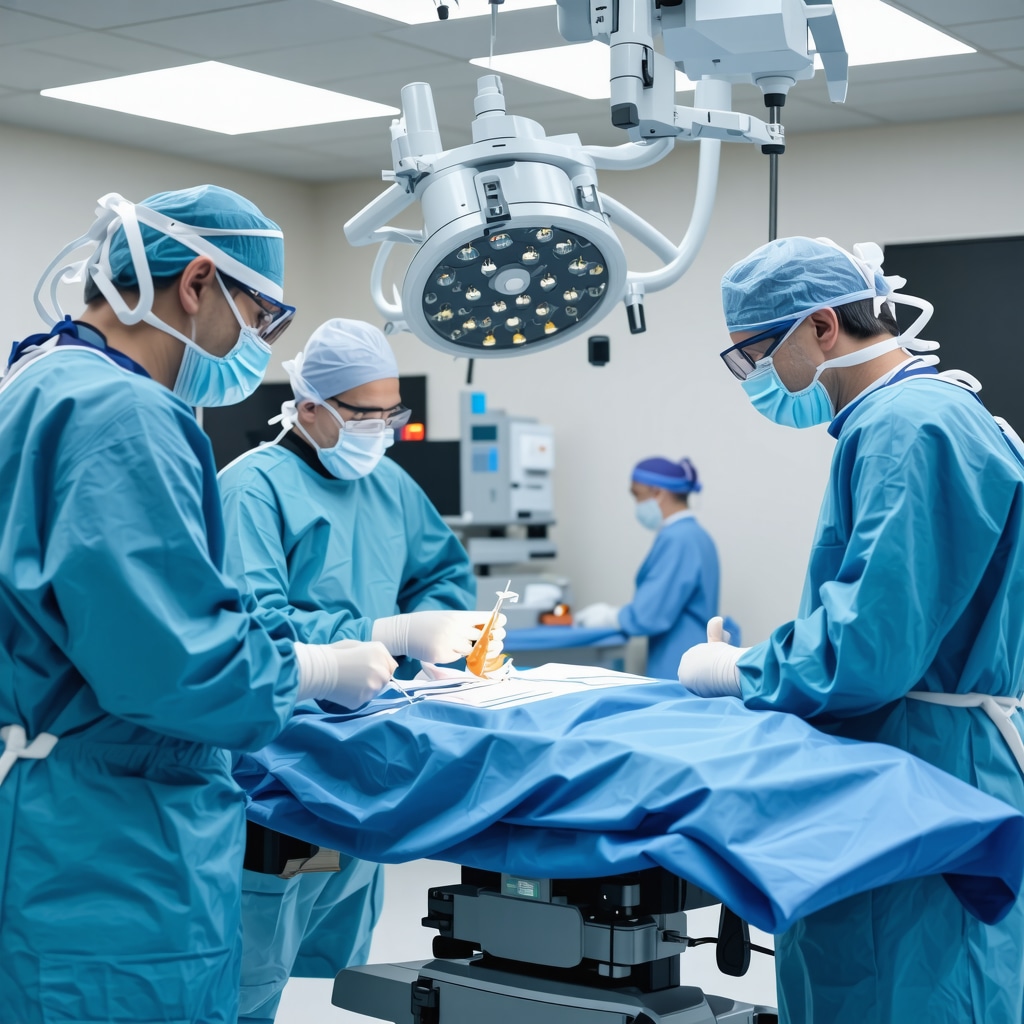 Surgeon using robotic-assisted technology during spine surgery