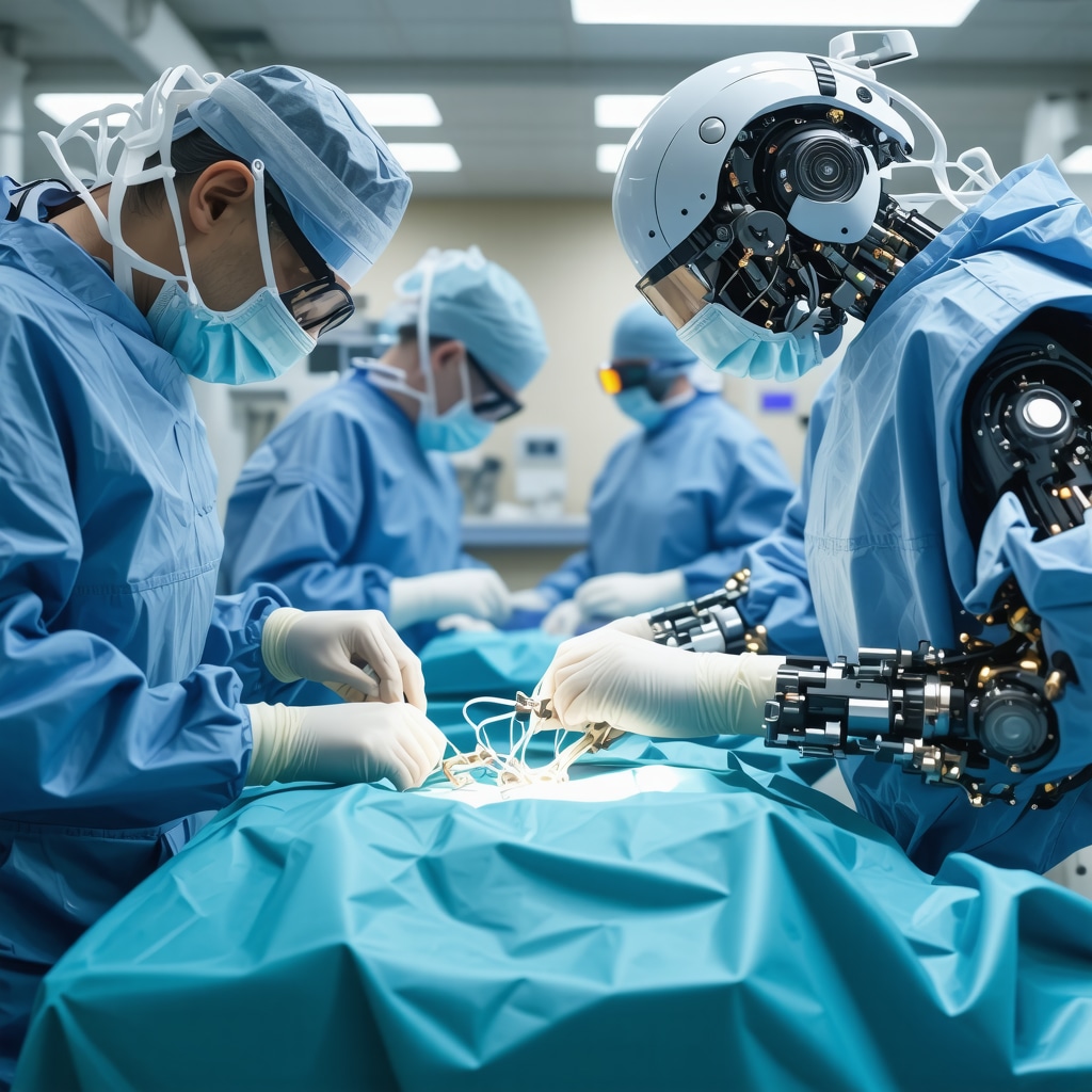 Surgeons operating robotic-assisted spine surgery system in Middlesex NJ medical center