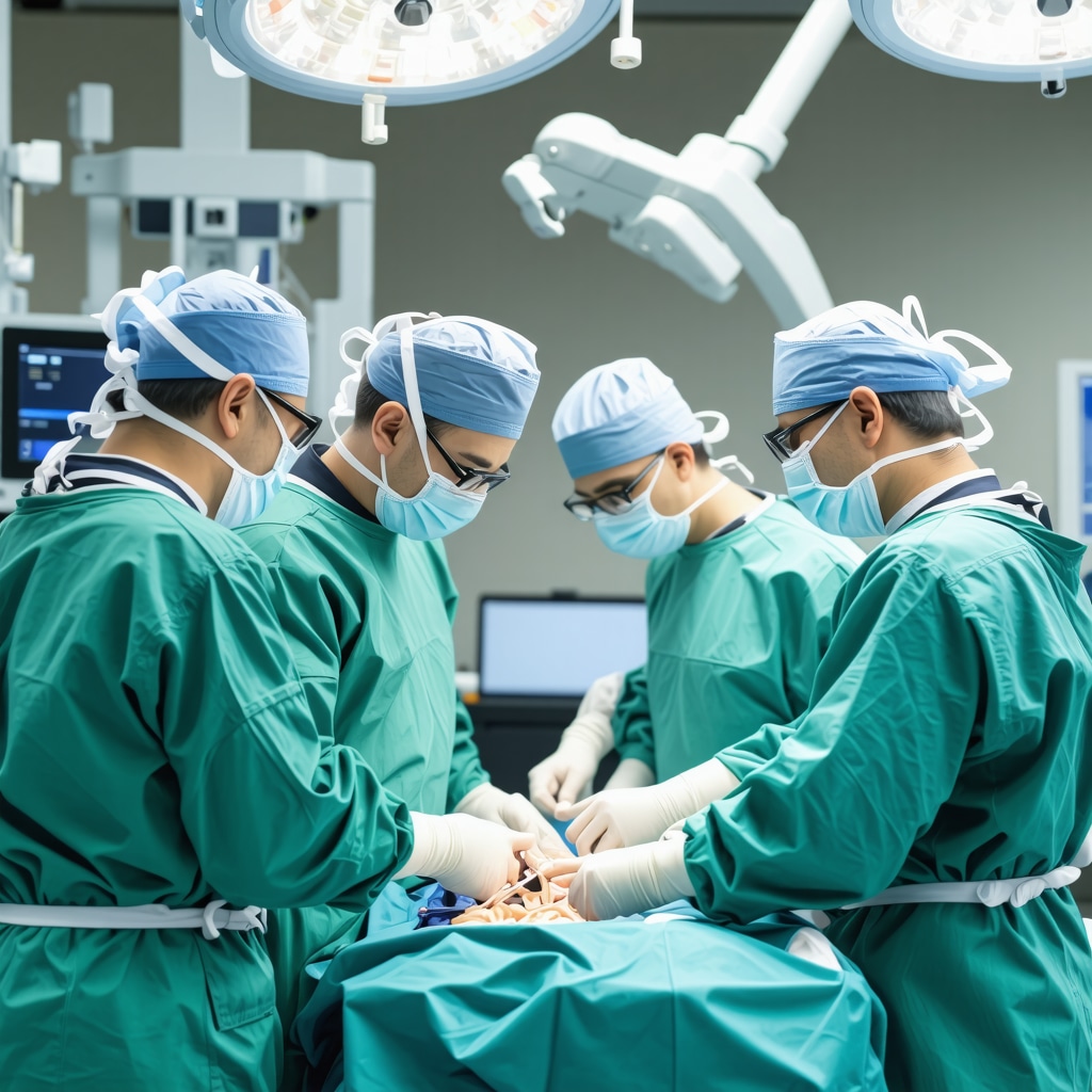 Surgeons performing robotic-assisted spine surgery in Middlesex NJ operating room
