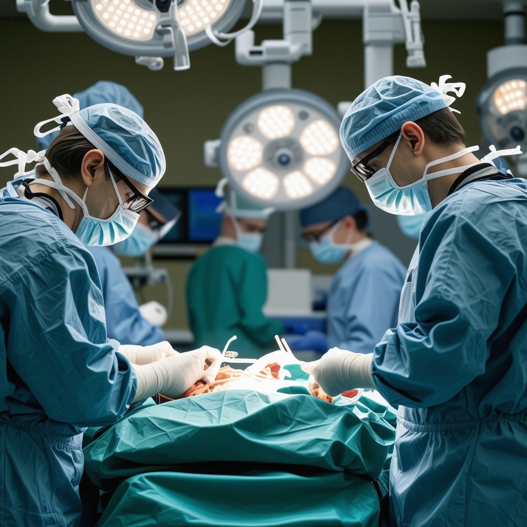 Surgeon operating robotic system during spine surgery in NJ