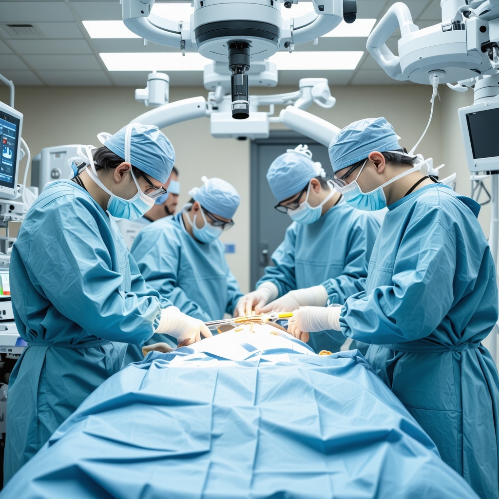 Surgeons performing robotic-assisted spine surgery with advanced technology in New Jersey