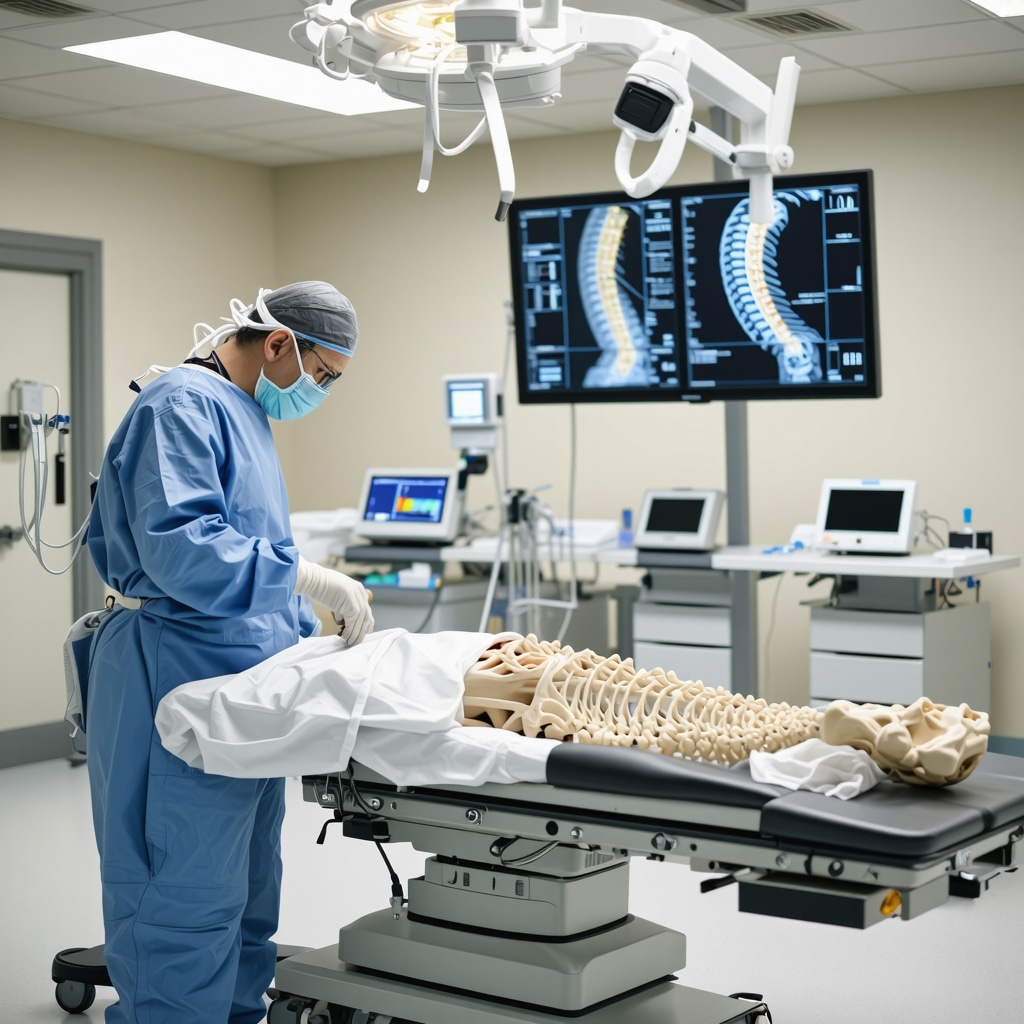 Spine surgeon performing robotic-assisted spine surgery using AI-enhanced 3D imaging in New Jersey