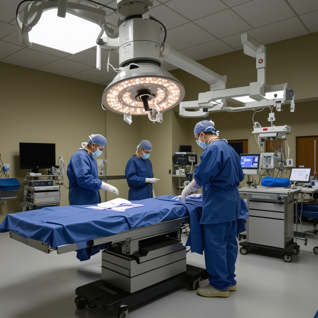 High-tech NJ spine surgery room with robotic system and surgeon