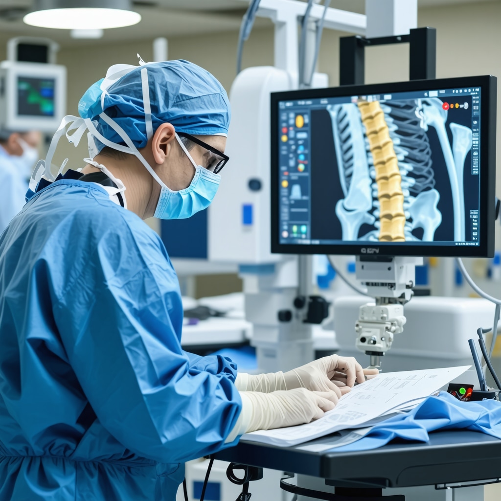 Surgeon operating advanced robotic spine system