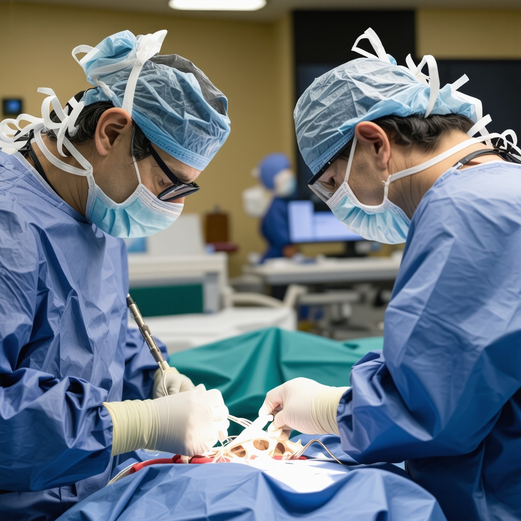 Surgeon performing spine surgery with 3D navigation technology in NJ