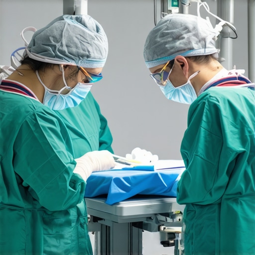 Surgeons operating with robotic-assisted laser spine surgery technology