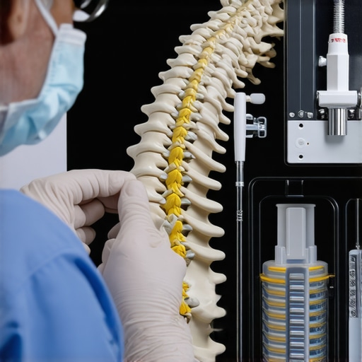 Medical professional discussing spine recovery with digital tools